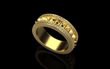 pirâmide anel Tamanho 50 ouro joalheria prata diamante jóias noivado Casamento moda argolas brilhante gema imprimível esterlina engagem 3d print model - Mito3D
