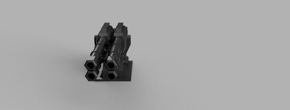 quad baril canon arme technologie militaire scifi pistolet 4 gros 3d imprimable jeux jouets 3d print model - Mito3D
