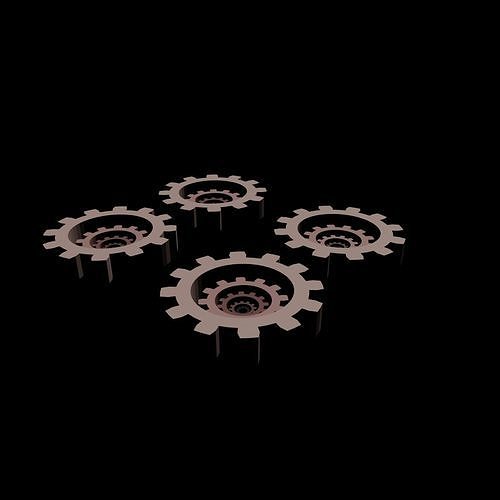 quadruple printable cogs cog mechanic drive circle robot robotic rim tool mech gear rowel wheel tire shaft teeth parts mechanical engineering hobby diy 3D print model - Mito3D