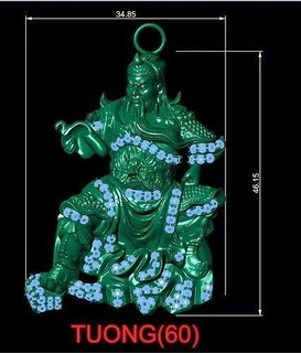 quan cong diamond statue art jewelry pendant figure ancient pendants deity culture 3d decoration oriental 3d print model - Mito3D