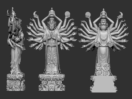 riguardato yin statua gioielleria guanyin scultura pendente ciondoli bodhisattva Dio buddha arte sculture 3d print model - Mito3D