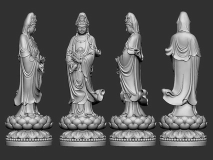 concerné yin statue bijoux guanyin sculpture pendentif art sculptures 3d print model - Mito3D