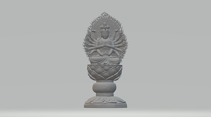 riguardato yin buddha bodhisattva Dio divinità orientale sollievo statua scultura decorazione sculture arte guanyin antico figura religione spiritualità cultura premio religiou 3D print model - Mito3D