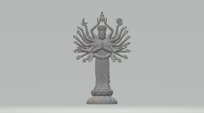 preocupado yin Buda bodhisattva Dios deidad oriental alivio estatua escultura decoración esculturas Arte Guanyin antiguo figura religión espiritualidad cultura premio religiou 3D print model - Mito3D