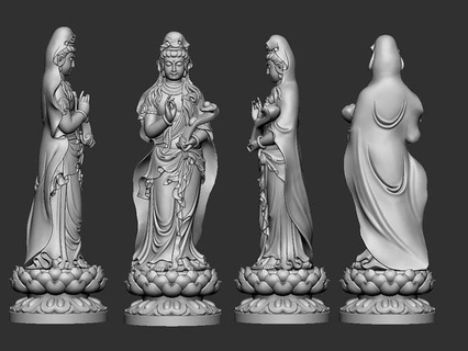 riguardato yin buddha statua gioielleria guanyin scultura pendente ciondoli bodhisattva Dio gioiello oro argento arte sculture 3d print model - Mito3D