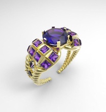 quard 4 diamond ring jewelry wedding jewellery rings 3d print model - Mito3D