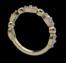 trimestre antiguidade estilo diamante banda anel joalheria ouro moda luxo tendência prata esterlina noivado jóias casamento argolas 3d print model - Mito3D