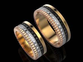 quatre 2 jóias imprimir 3dprinted printable anéis o design anel jóia de ouro a moda printabl impressão prototipagem casamento 3d print model - Mito3D