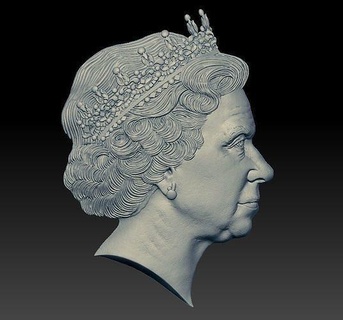 Regina Elisabetta ritratto sollievo 2019 moneta distintivi arte scultura gioielleria monete 3d print model - Mito3D
