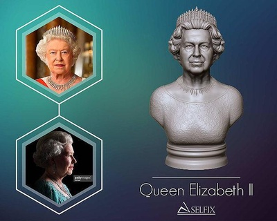 reine Elizabeth ii buste portrait statue sculpture 3d art sculptures 3d print model - Mito3D