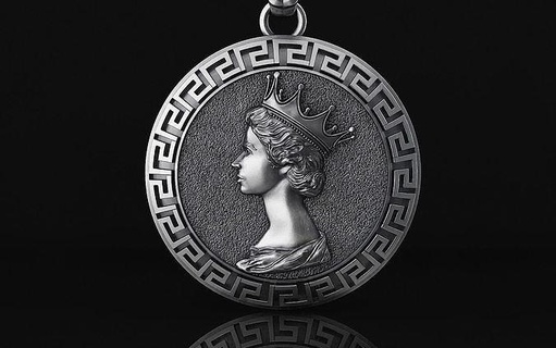 queen elizabeth pendant a01 united kingdom england scotland ireland wales london buckingham palace king prince harry william kate middleton celebrity famous relief jewelry pendants 3d print model - Mito3D