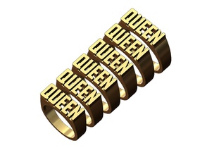 queen rectangular ring us size 5to9 signet jewelry printable gold silver sterling fashion jewellery luxury swag hiphop bling women statement rings 3d print model - Mito3D