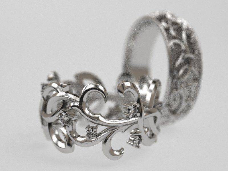 queen thistle wedding ring - original jewelry band middle ages ornament ease elegance romance bride art spines thorns gothic crown rings design 3D print model - Mito3D