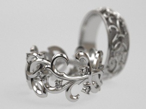 la reine de chardon anneau mariage - original bijoux bande des champs moyen-age ornement l'aise l'élégance romance mariée art les épines style gothique couronne anneaux design 3d print model - Mito3D