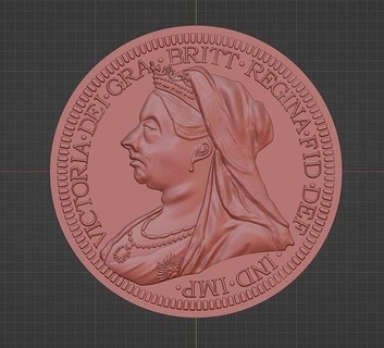 Königin Victoria verschleiert Kopf Gold souverän Münze Rani Symbol Währung Geld König England uk vereinigt Königreich Kunst Münzen Abzeichen 3d print model - Mito3D