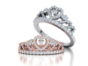 königinnen krone ring tiara 3dmodel schmuck königin diamant prinzessin wertvoll druckbar gold frau ringe usa kanada europa brillant 3d belguim 3d print model - Mito3D