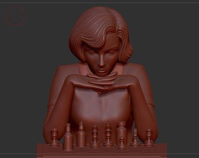 regine gambetto beth armon 3dprint stampabile scacchi netflix Regina fallimento arte sculture anya taylor gioia 3d print model - Mito3D