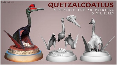 quetzalcoatlus 3d drucken miniatur jurassisch park welt tier prähistorisch fossil paläontologie dino reptil pteranodon dinosaurier eier nest bildhauerei flugsaurier kunst skulpturen 3d print model - Mito3D