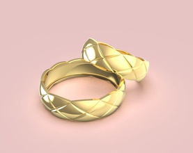 quilted motif ring gold silver platinum wedding bands classic popular geometry valentine love gift vintage puffy simple modern quality elegance lightweight original jewelry rings 3d print model - Mito3D