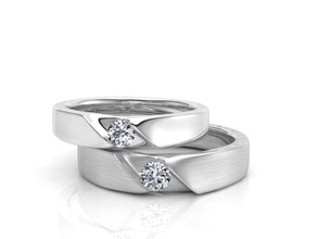 r-casal anel 02 jóias jóia o engajamento ouro diamante anéis de 3d print model - Mito3D