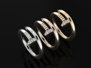 r-id 014 jewelry bracelet luxury gold diamond ring fashion jewel wedding printable rings jewels nail pin engagement 3d print model - Mito3D