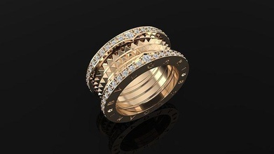 r id 019 gioielleria braccialetto lusso oro diamante squillare moda gioiello nozze stampabile anelli gioielli chiodo pin Fidanzamento amore 3d print model - Mito3D