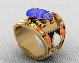 r07 pharaonic egypt jewelry love gold silver diamond ring white wedding fashion 925 scarab leather fadl rings 3d print model - Mito3D
