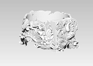 r letter sing name initial jewelry mono symbol antique ornate stamp letterbox postage retro art design decoration font printable silver ring jewel rings 3d print model - Mito3D