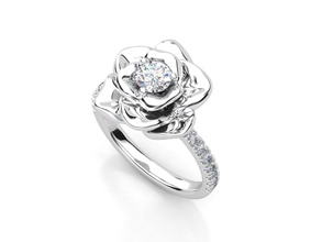 r ra016 anel da flor jóias luxo gem o engajamento jóia printable de diamante branco precioso anéis 3d print model - Mito3D
