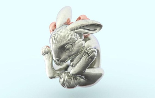 rabbit charm bunny animal cute cartoon mammal pet nature toy bow chain bead pendant silver gold jewerly hare art jewelry pendants 3d print model - Mito3D