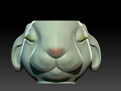 Conejo cara florero 3d conejo animal imprimible maceta personaje dibujos animados lindo decoración casa 3d print model - Mito3D