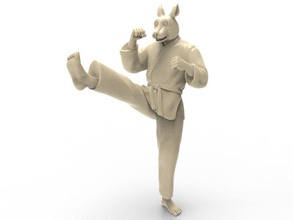 rabbit front kick karate action figure actionfigure character martial super hero human hybird fight toy toys print printable art sculptures 3d print model - Mito3D