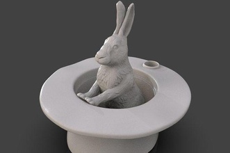rabbit in hat bunny art pendant statue animal gold necklace nature fashion beauty silver printing easter porcelain cylinder printable lamp jewelry necklaces 3d print model - Mito3D