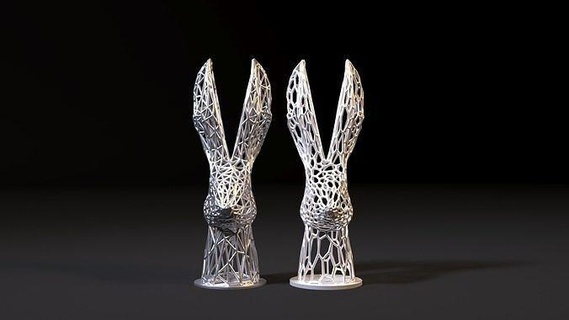 coniglio testa lepre voronoi coniglietto statua statuetta arte medio cartone animato Pasqua 3d stampa 3dprinting sculture 3d print model - Mito3D