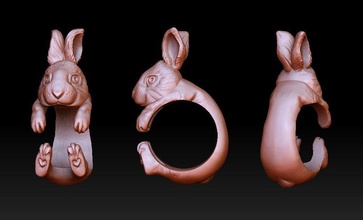 coniglio abbraccio squillare natura animale 3dmodel 3dprinting gioielleria pendente abbracciare lepre anelli 3d print model - Mito3D