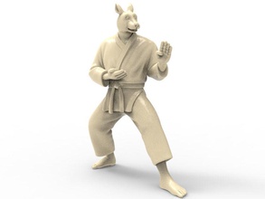 rabbit kokutsu dachi stance art karate action figure actionfigure character martial super hero human hybird fight toy toys print printable punch sculptures 3d print model - Mito3D