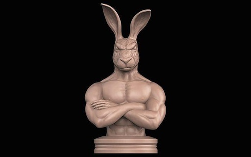 rabbit man bust statue sculpture figure animal creature 3dprinting toys anatomy male character figurine art bunny body statuette monster human sculptures 3d print model - Mito3D