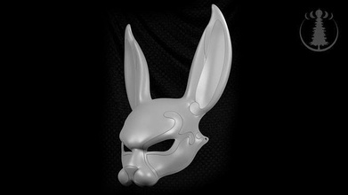 rabbit mask helmet face cosplay halloween costume toy party 3dprint protection ceremonial head cover bunny character hobby diy 3d print model - Mito3D