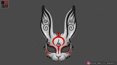 rabbit mask - fox bunny demon kitsune cosplay japan hannya oni samurai helmet face devil halloween accessories games toys 3d print model - Mito3D