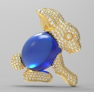 lapin pendentif bijoux or argent mode bague sterling bijou diamant mariage engagement platine pendentifs 3d print model - Mito3D