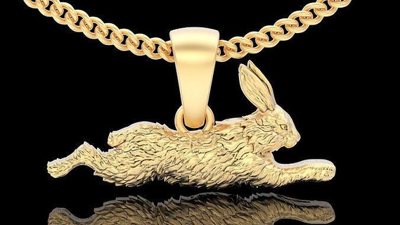 coniglio pendente argento oro stampabile gioielleria 3d modello moda collana tendenza fantasia zbrush sterlina statua scultura animale gioiello motociclista punk anelli 3d print model - Mito3D