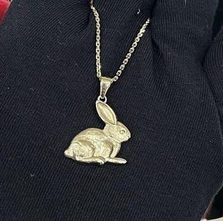 lapin pendentif v2 tailles n62 bijoux or imprimable Collier diamant luxe initiales colliers chaîne pendentifs lapinpendentifs 39 impression modèle animal 3d print model - Mito3D