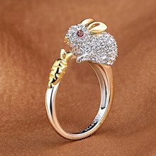lapin anneau bijoux de l'anneau or cadeau gem imprimable d'anniversaire célébration bunny animal mode beauté la nature les anneaux 3d print model - Mito3D