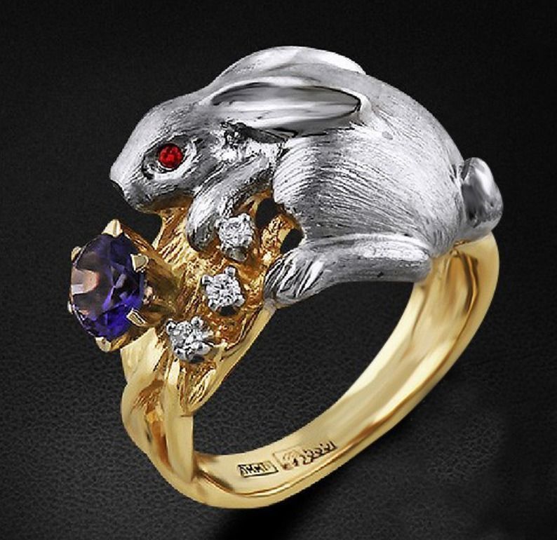 coniglio anello gioielli il coniglietto natura animale domestico la foresta ratto moda e bellezza stampabile anelli 3D print model - Mito3D