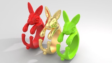 lapin anneau bijoux animal animaux les mammifères jolie d'impression imprimable de l'anneau anneaux doux d'argent bunny mode beauté vie playboy rabbitring 3d print model - Mito3D