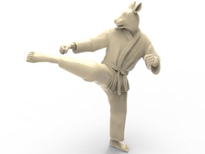 rabbit roundhouse kick karate action figure actionfigure character martial super hero human hybird fight toy toys print printable punch statue art sculptures 3d print model - Mito3D