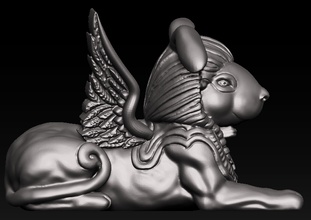 rabbit sphinx art wing sculpture egypt fly mutant sculptures 3d print model - Mito3D