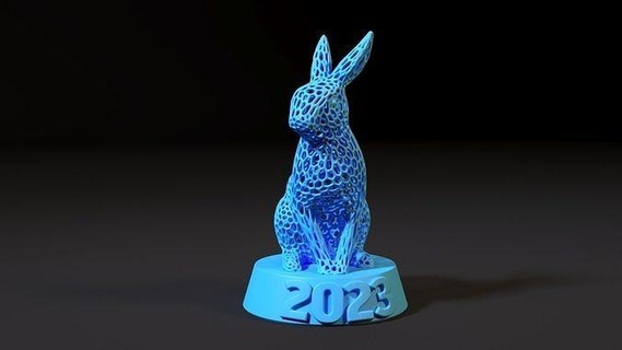 tavşan sembol 2023 Voronoi heykel heykelcik Sanat orta karikatür Paskalya 3d baskı 3dprinting heykeller dekor 3d print model - Mito3D