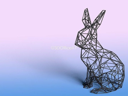 Conejo cable cuadro escultura resina impresión conejito pie animal malla Arte decoración oriental Pascua Resurrección mínimo casa 3d print model - Mito3D