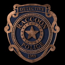 raccoon city police badge stl cnc state seal carving design gold uniform art coins badges resident evil umbrella zombie monster 3dprint 3d print model - Mito3D